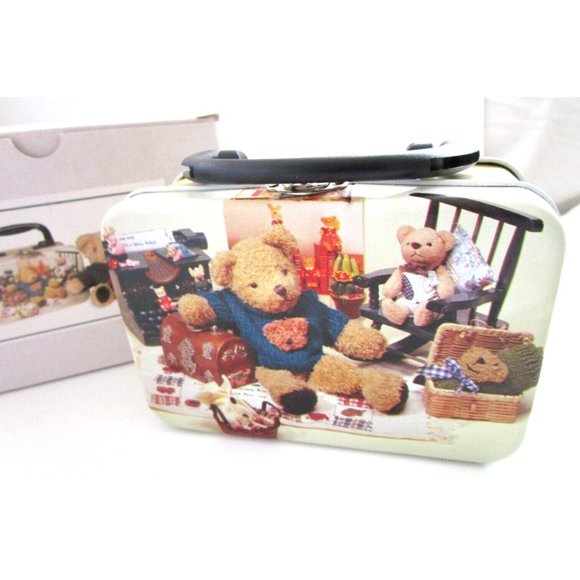 Baby Bear Plush Toy 6" in a Small Metal Suitcase/Lunch Box -MIK Korea LB-398 NIB - Picture 2 of 15